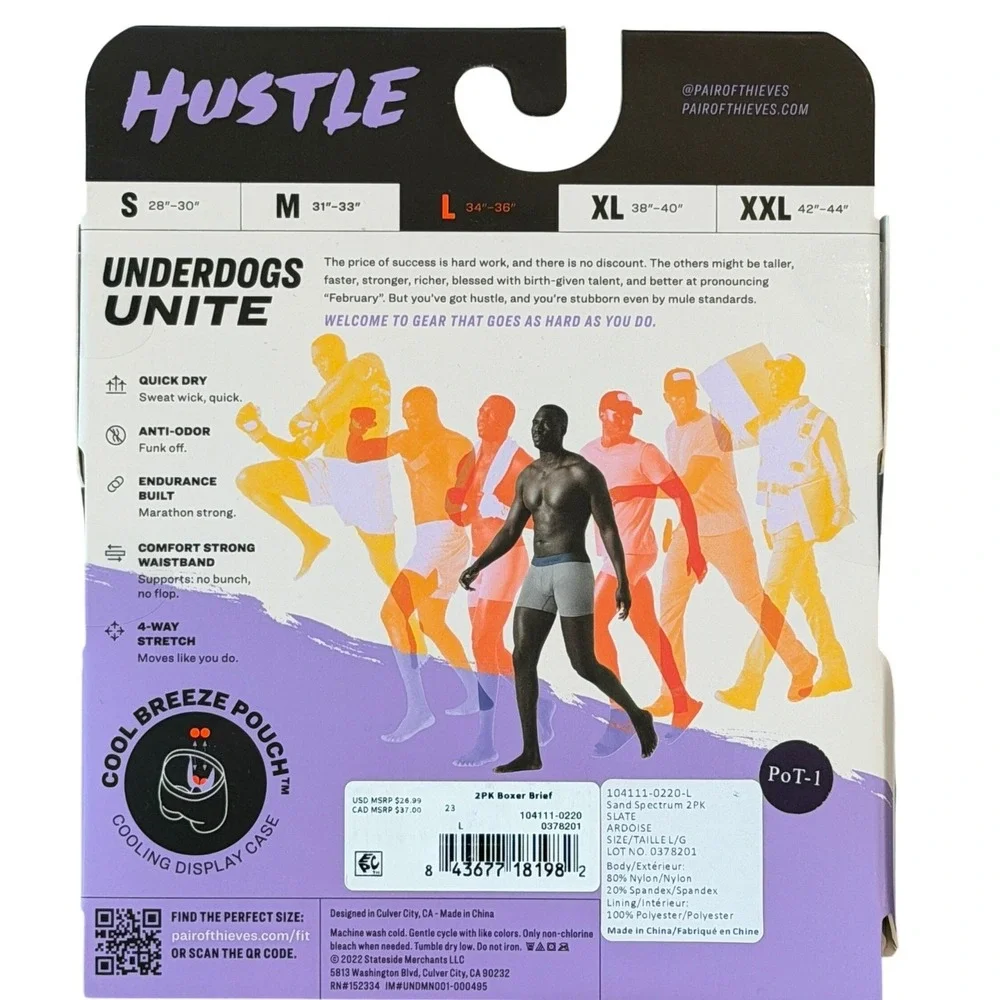 Pair of Thieves Hustle Boxer Briefs Mens Large Tie-Dye/Grey (2) Pack **NEW**